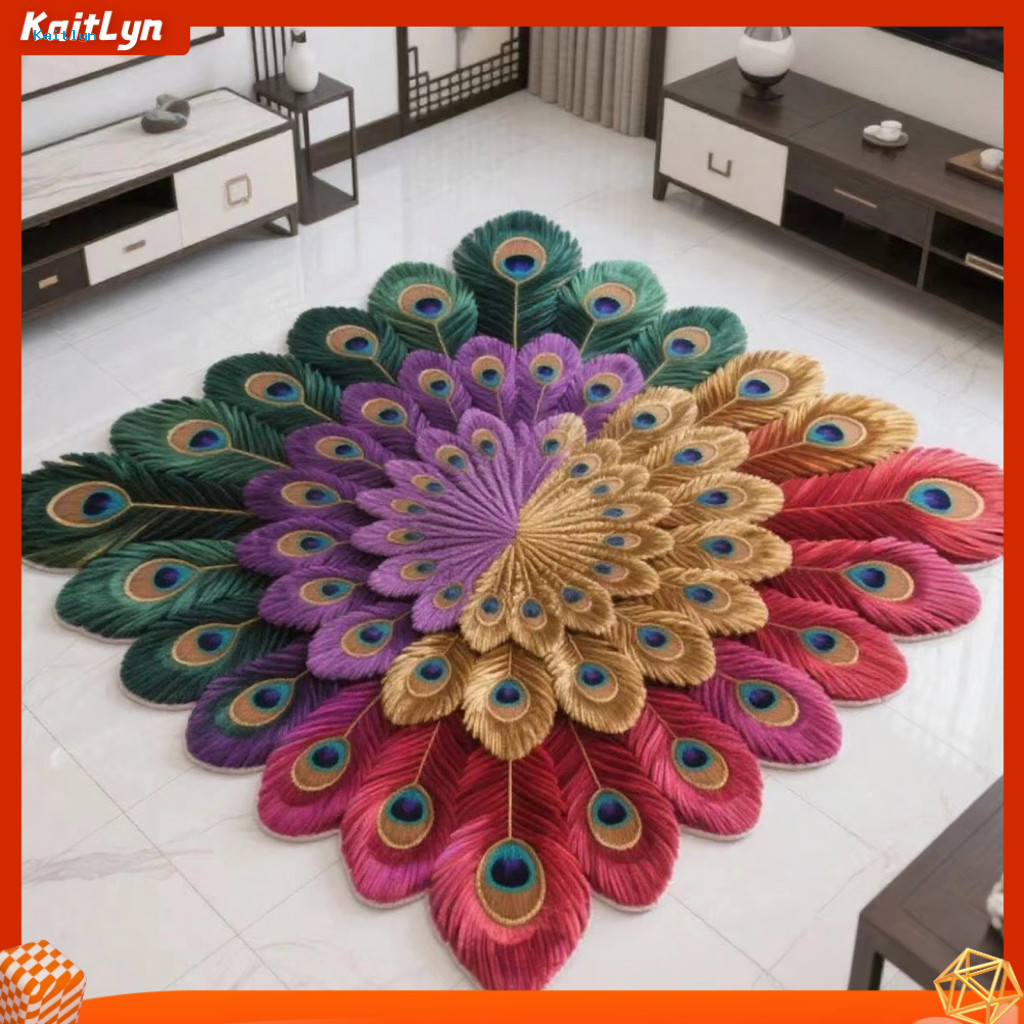 < Kaitlyn > Tapete De Porta Antiderrapante Interno Peacock – Decorativo Frontal Com Design De Penas Para Banheiro De Ent