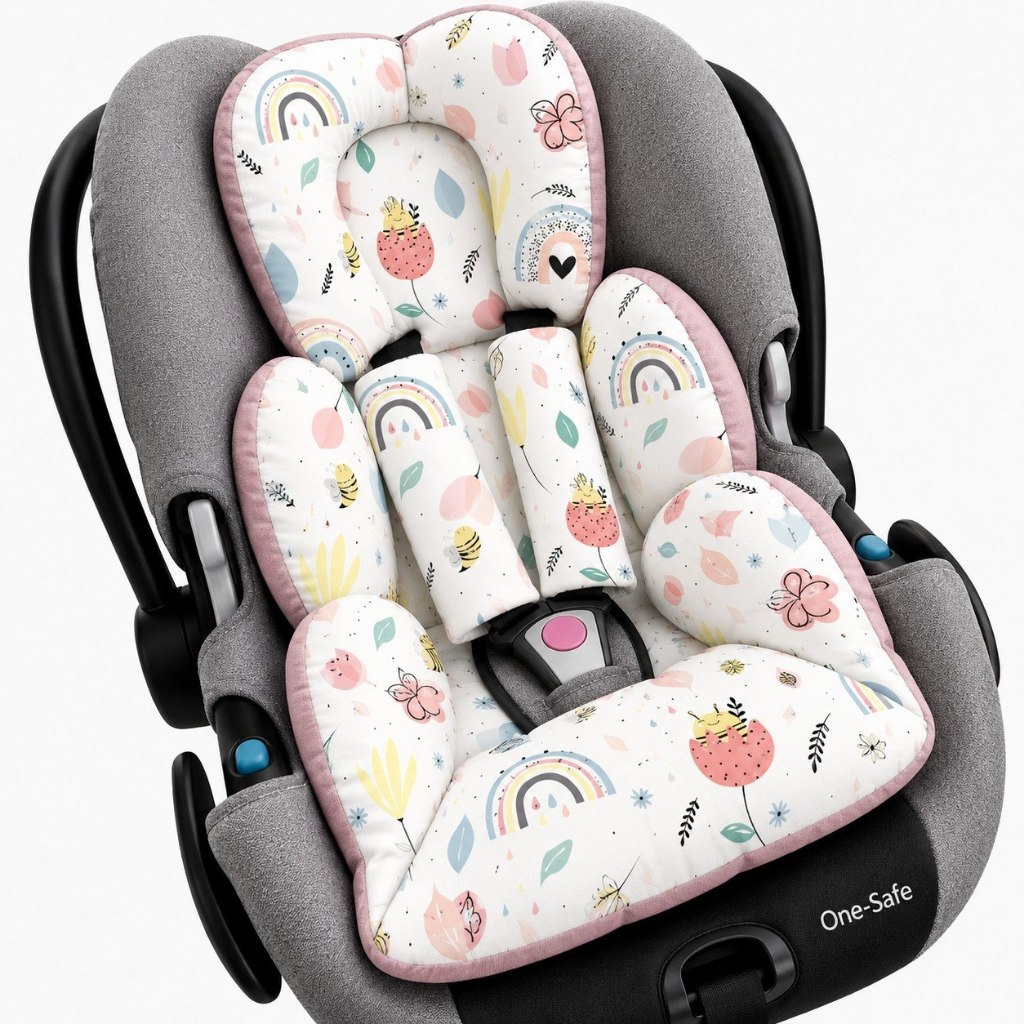 COLCHONETE PARA BEBE CONFORTO + PROTETOR DE CINTO DUPLA FACE MODELO UNIVERSAL