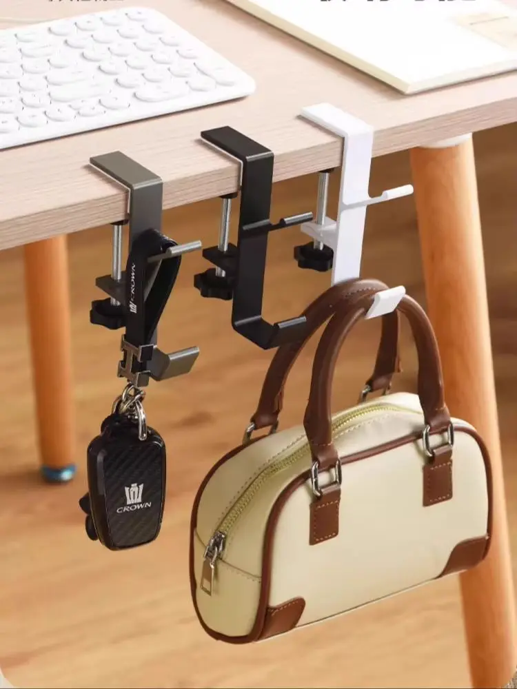 4 PCS Adjustable Desk Edge Hook Gaming Headset Desk Hanger Backpack Storage Hanging Hook Holder Punch-free Home Office Organizer