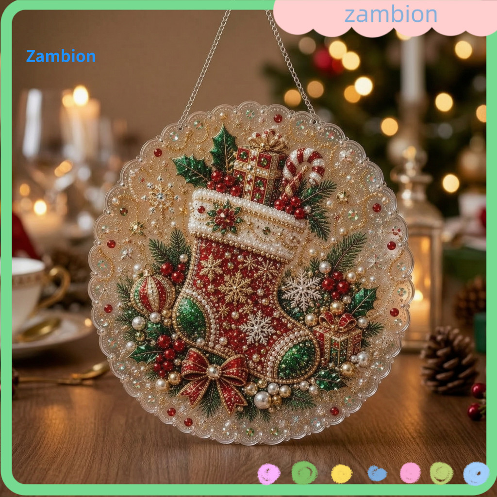 Christmas Ornament Craft Kit 3d Beaded Art Supplies Diy Suncatcher – Cute Santa Snowman Tree Handmade Faux Pearl Rhine