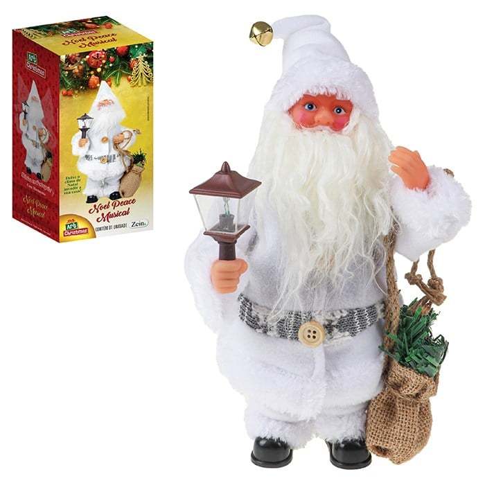 Boneco Papai Noel Peace Musical 27cm Natal - Art Christmas
