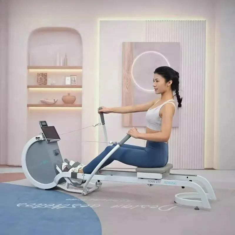 Customizable Smart Magnetoresistive Rowing Machine Home Fitness Equipment Magnetron Silent Foldable Double Track Rowing Machine