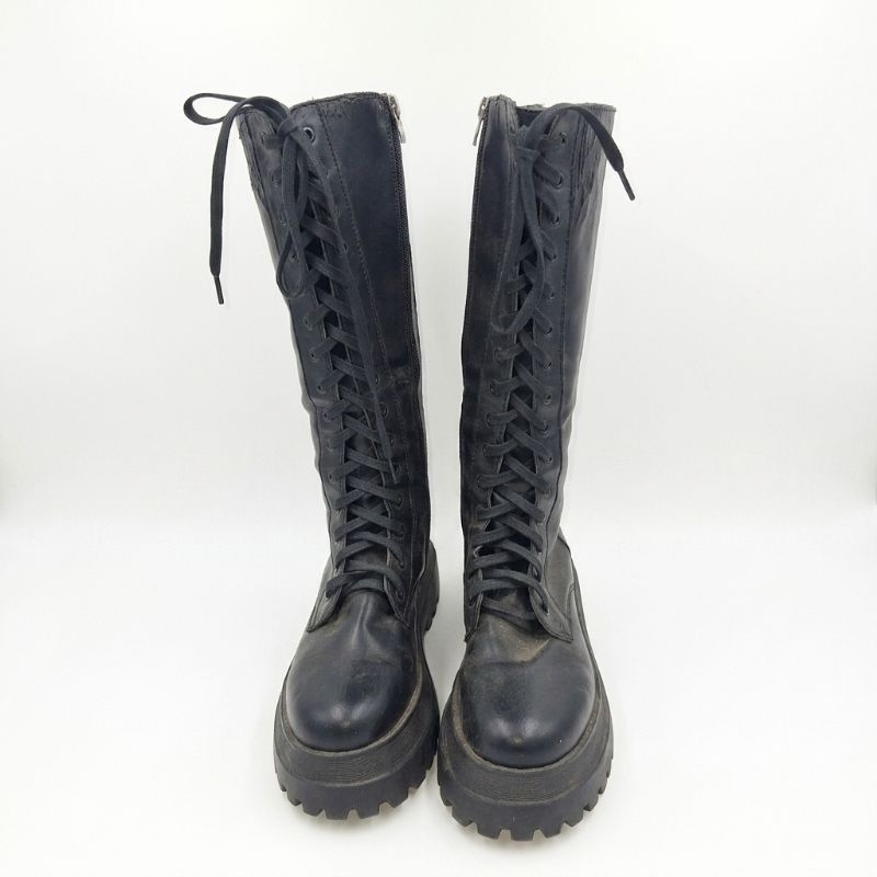Bota Coturno Cano Alto Plataforma Tratorada Preta – Para Customização / DIY / Cosplay