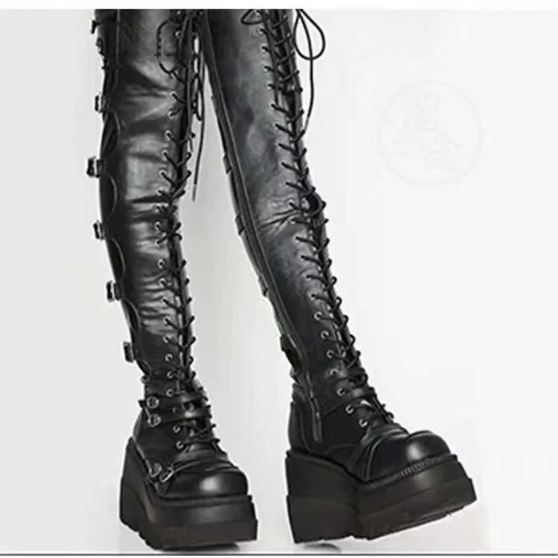 Botas Altas de Salto para Mulheres, Botas de Inverno e Outono, Botas Acima do Joelho, Cosplay, Plataforma, Bot