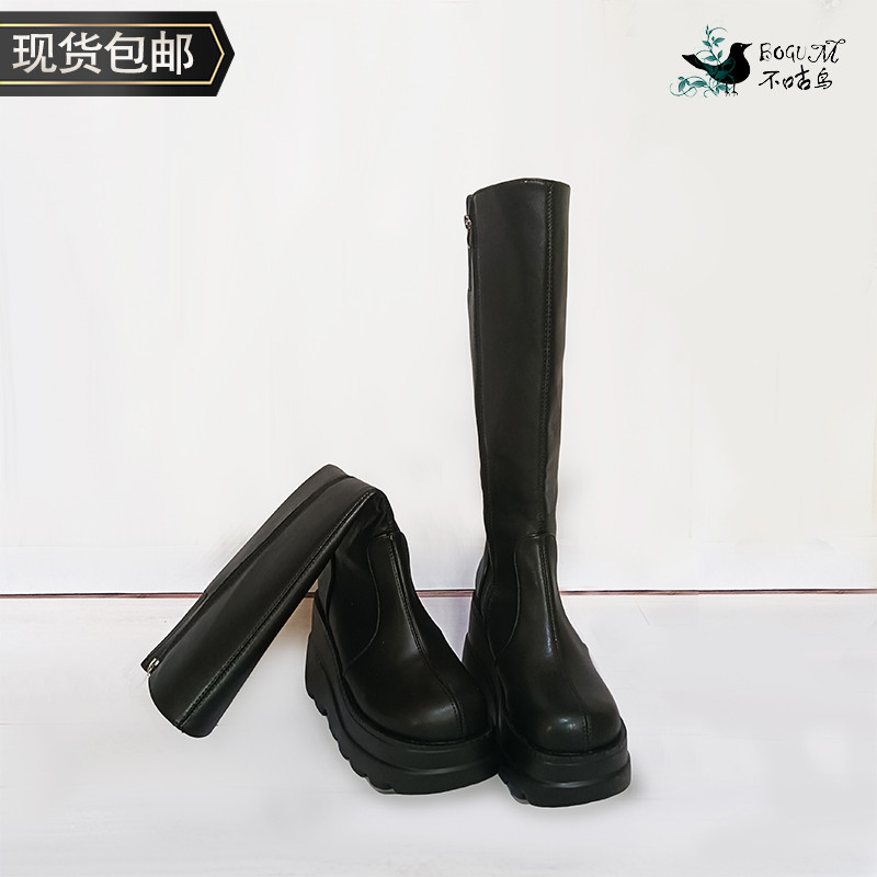 Não Goobird cosplay Universal plataforma de sola grossa botas de aumento preto Punk botas de cano médio sapatos feminino