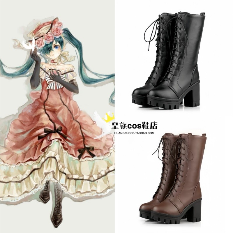 Charles charles cos sapatos preto mordomo roupas femininas charles Anime cosplay adereços sapatos universais cos botas