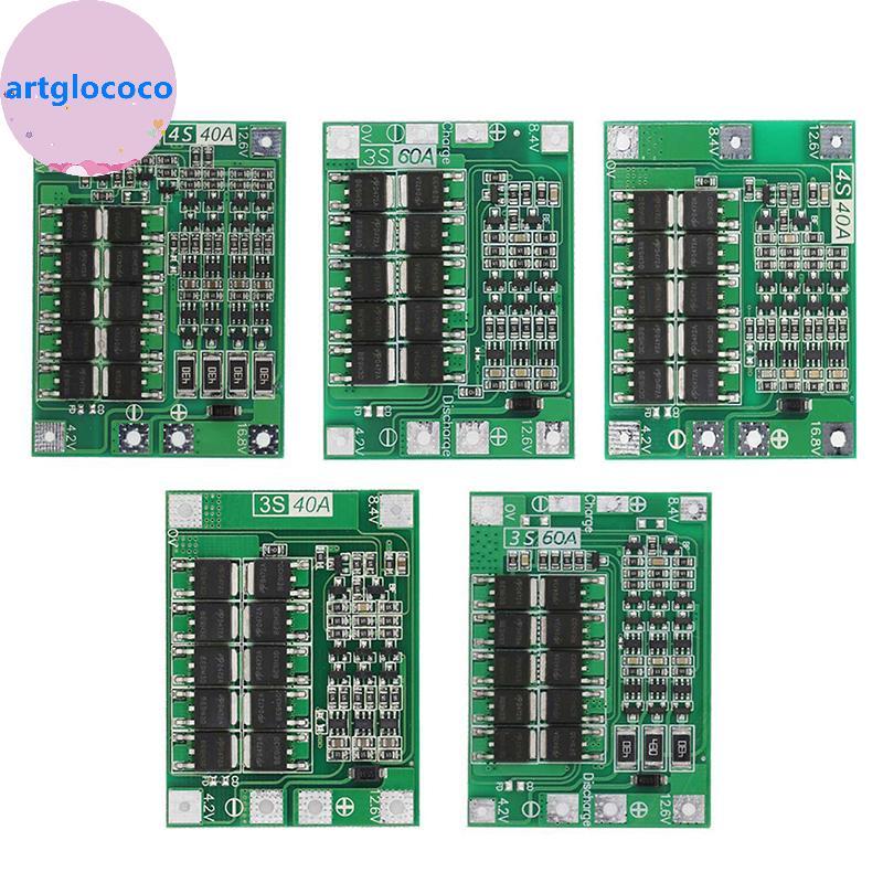 Artglococo 3S 4S 40A 60A Placa De Proteção Do Carregador De Íon-Lítio 18650 BMS Para Motor De Broca 11.1V 12.6V/14.8V 16
