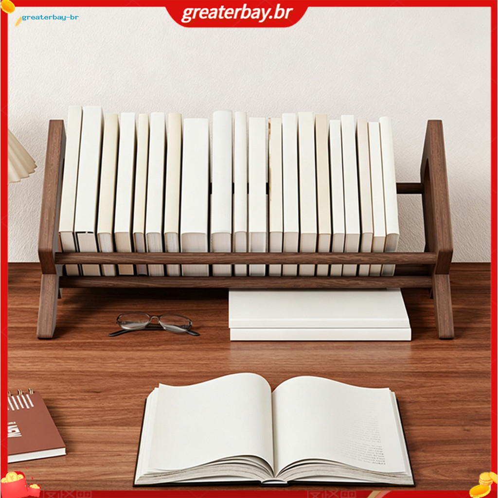 Solid Wood Bookshelf with Triangular Support Tilted Desktop Book Rack Simple and Durable Display Stand for Home Office S