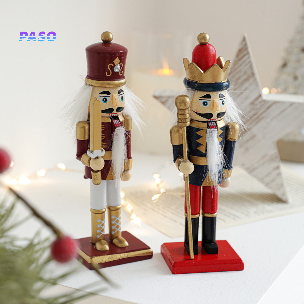 Hand Painted Xmas Decor Christmas Nutcracker Soldier Handcrafted Wooden Figurine – Solid Wood Tabletop Ornament Rustic