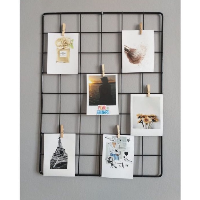 Memory Board Painel de Fotos 30x40 com 6 Grampinhos – Decorativo de Parede