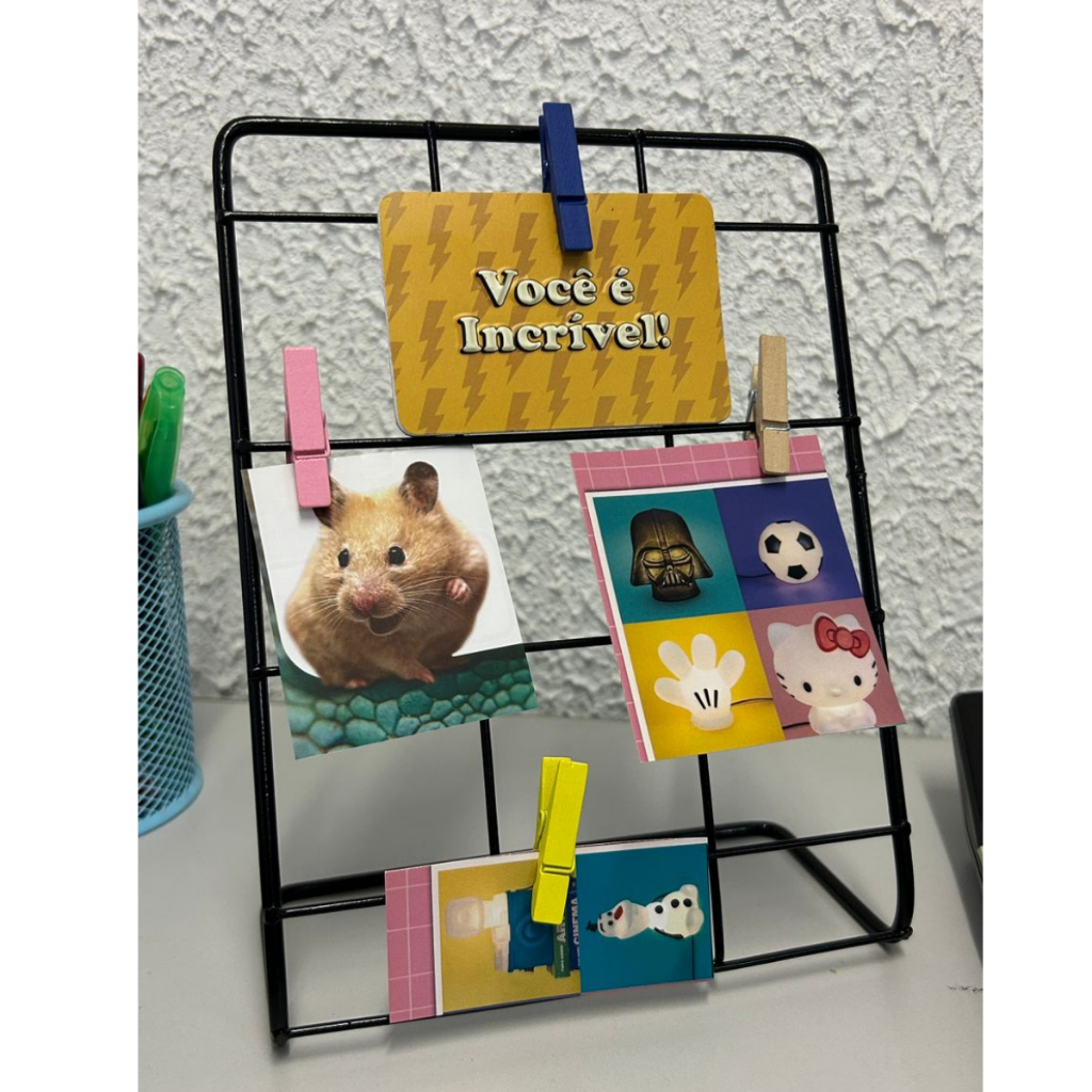 Painel de Fotos e Recados de Mesa Memory Board Aramado – Ideal Para Fotos Polaroid