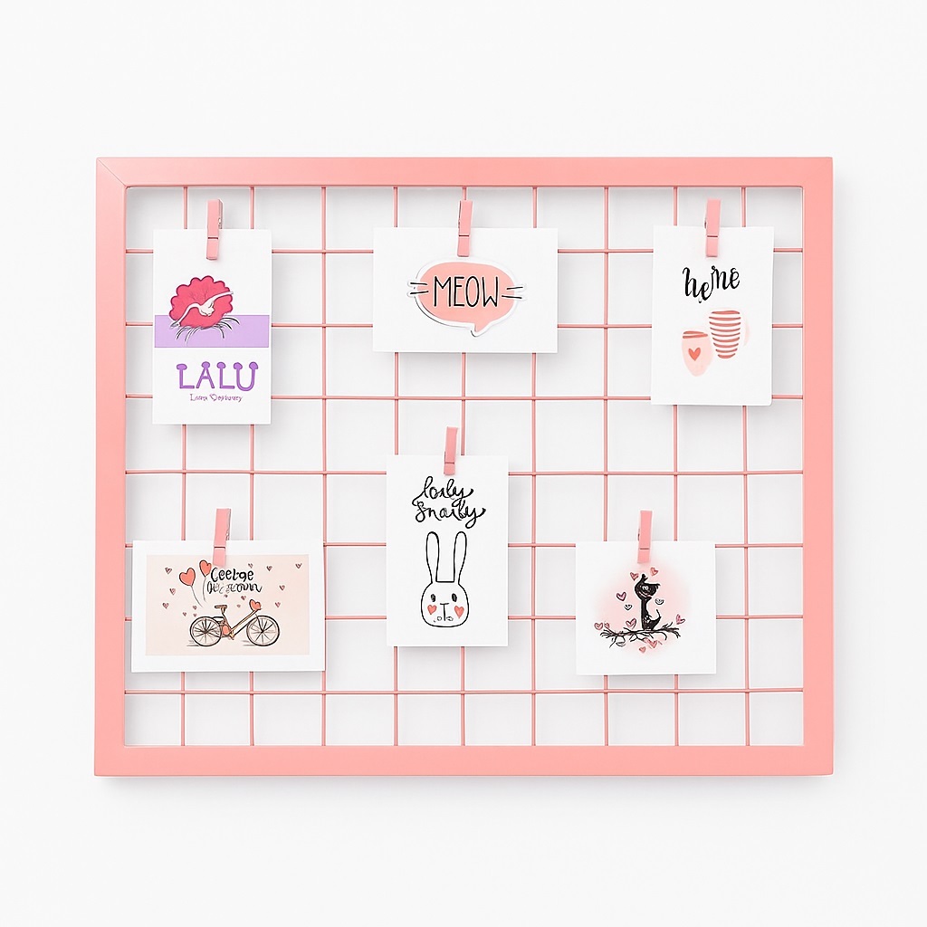 Quadro de fotos Memory Board Mural Metal + Pregadores
