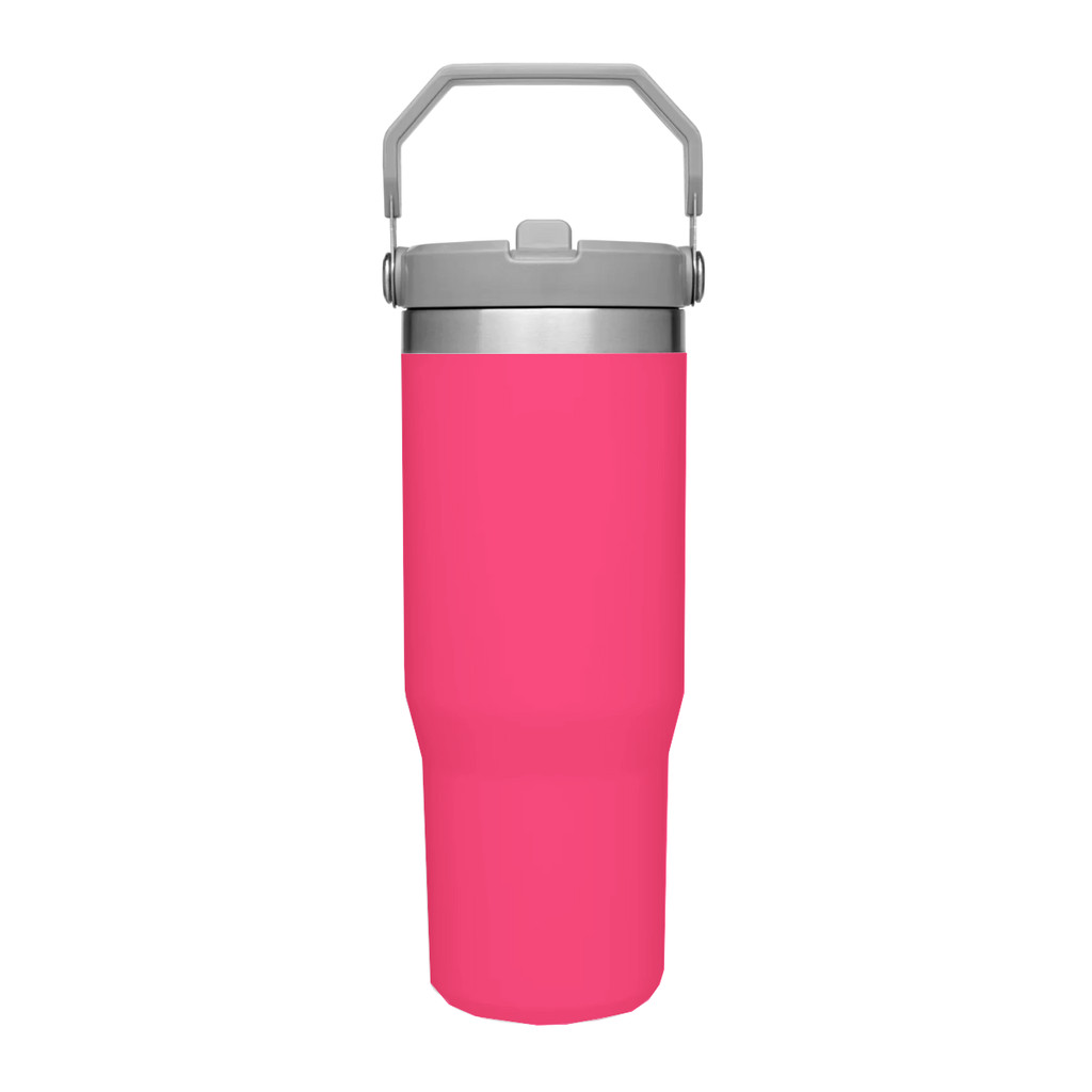 Normal Grande - Garrafa Flip Straw Tumbler com Alça Superior e Canudo (900ml) - Pink