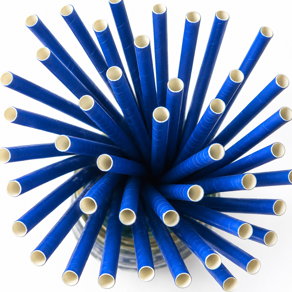 Kit 100un Canudo Papel Biodegradável Azul Marinho Cake Pop Topper Pirulito Festas Personalizados