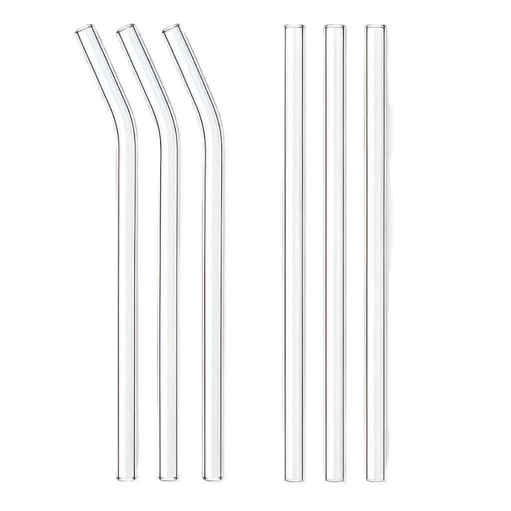 Kit 3 Canudos de Vidro Reutilizável Premium P/ Copos Garrafas Curvo ou Reto