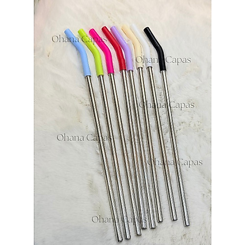 Canudo inox com bico silicone para copo Quencher