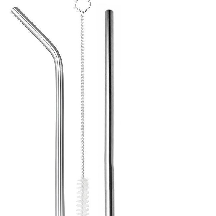 Kit Canudo de Inox Reutilizável 2 Peças + Escova de Limpeza Bon's Cheff
