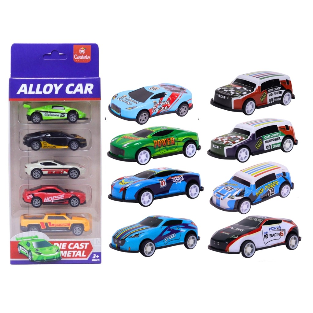 Pack Carrinhos Miniatura Esportivos Sortidos 1:64 Die Cast Pull Back