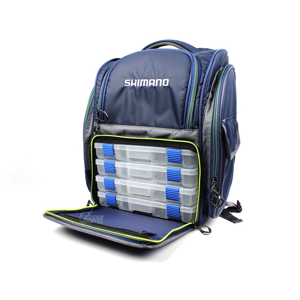 Mochila Para Pesca Shimano Back Pack XL Blue C/ 4 Estojos - LUGB-15