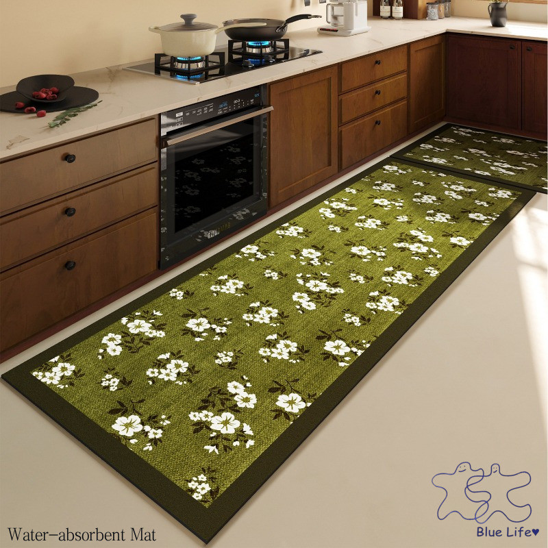 American Light Luxury Green Diatom Mud Floor Mat Cozinha Absorvente De Água Absorção De Óleo Tapete Para Pés Entrada Por