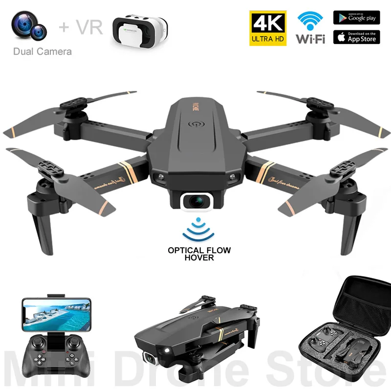 V4 Easy Fly Mini FPV Drone 4K VR WIFI Aerial Photography Smart Follow Me Folding Quadcopter With Camera RC Helicopter Toy