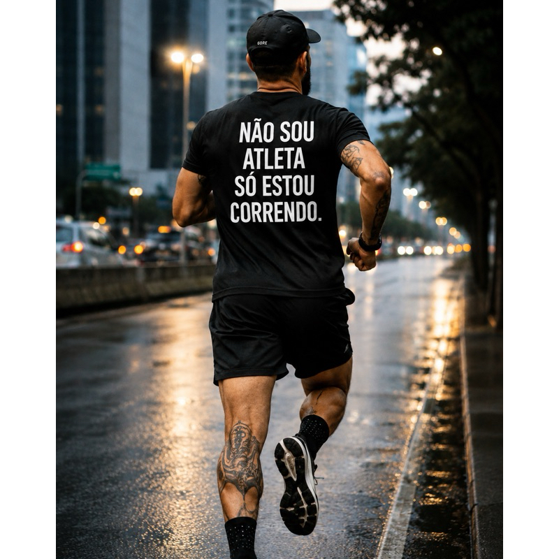 Camiseta Unissex Corrida Não Sou Atleta Só Estou Correndo | Camisa Runner Fitness Academia Treino Intenso Edição Única