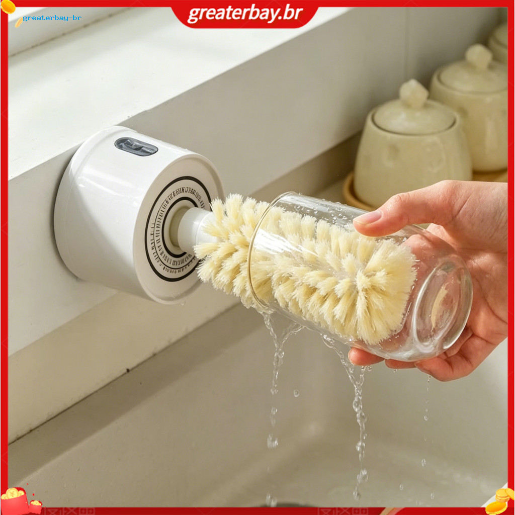 Electric Double-sided Brush with Soft Pvc Bristles – Multi-purpose Glass Baby Bottle Cleaner for Kitchenware Hard-to-r