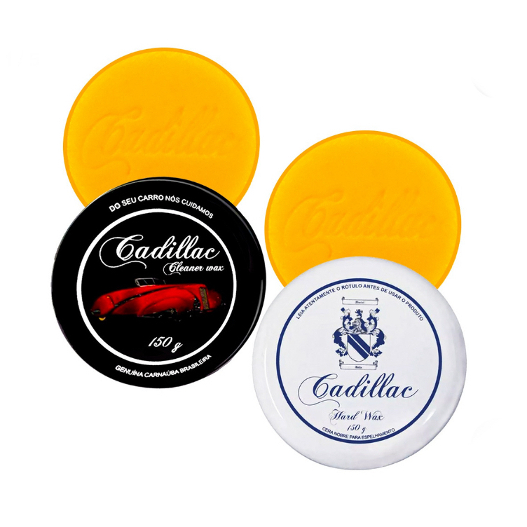 Kit Cera Cadillac Cleaner Wax Hard Wax 150g Carnaúba Premium Limpadora Cristalizadora