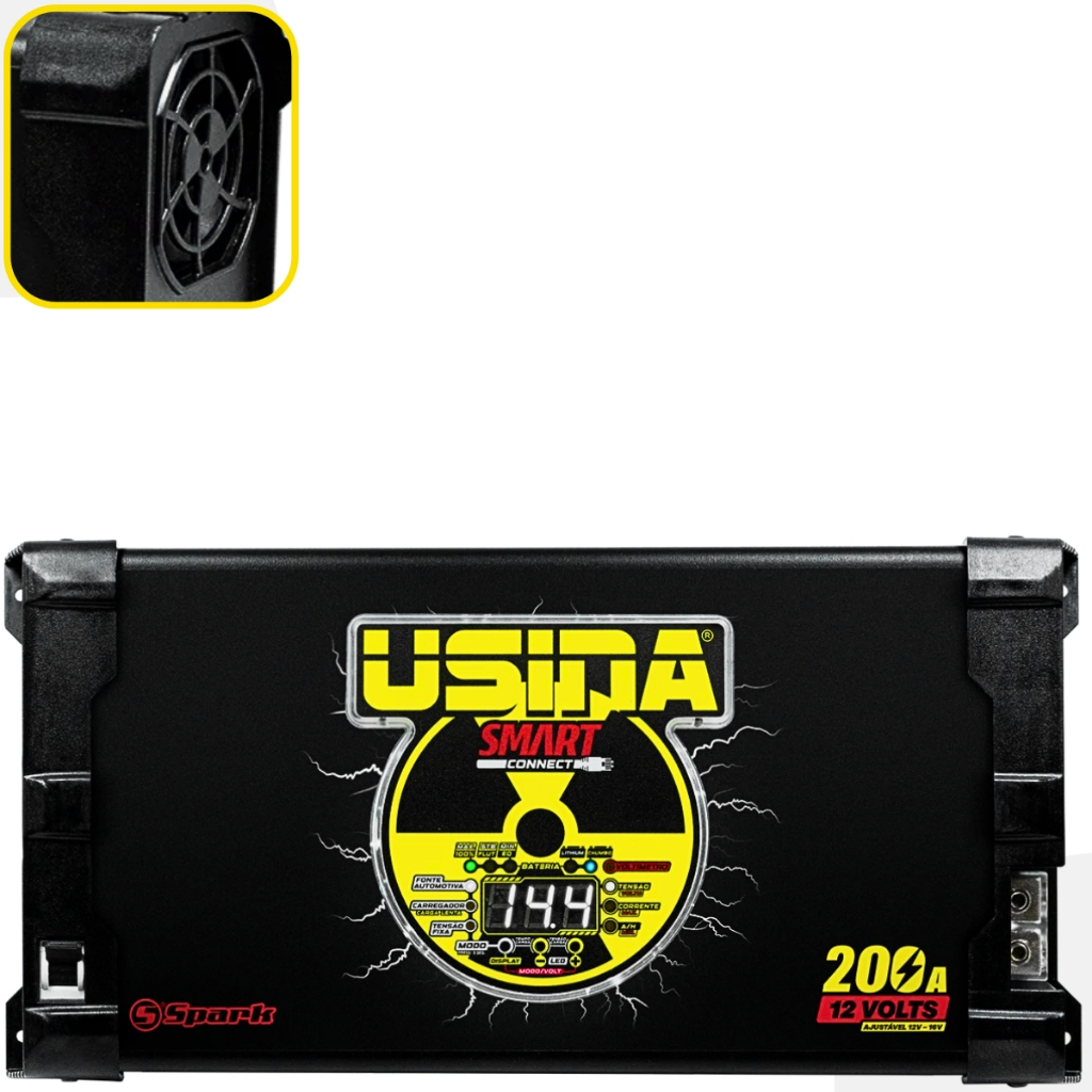Fonte Usina 200 Amperes Smart Connect Bivolt Usina Spark Som Automotivo 200A