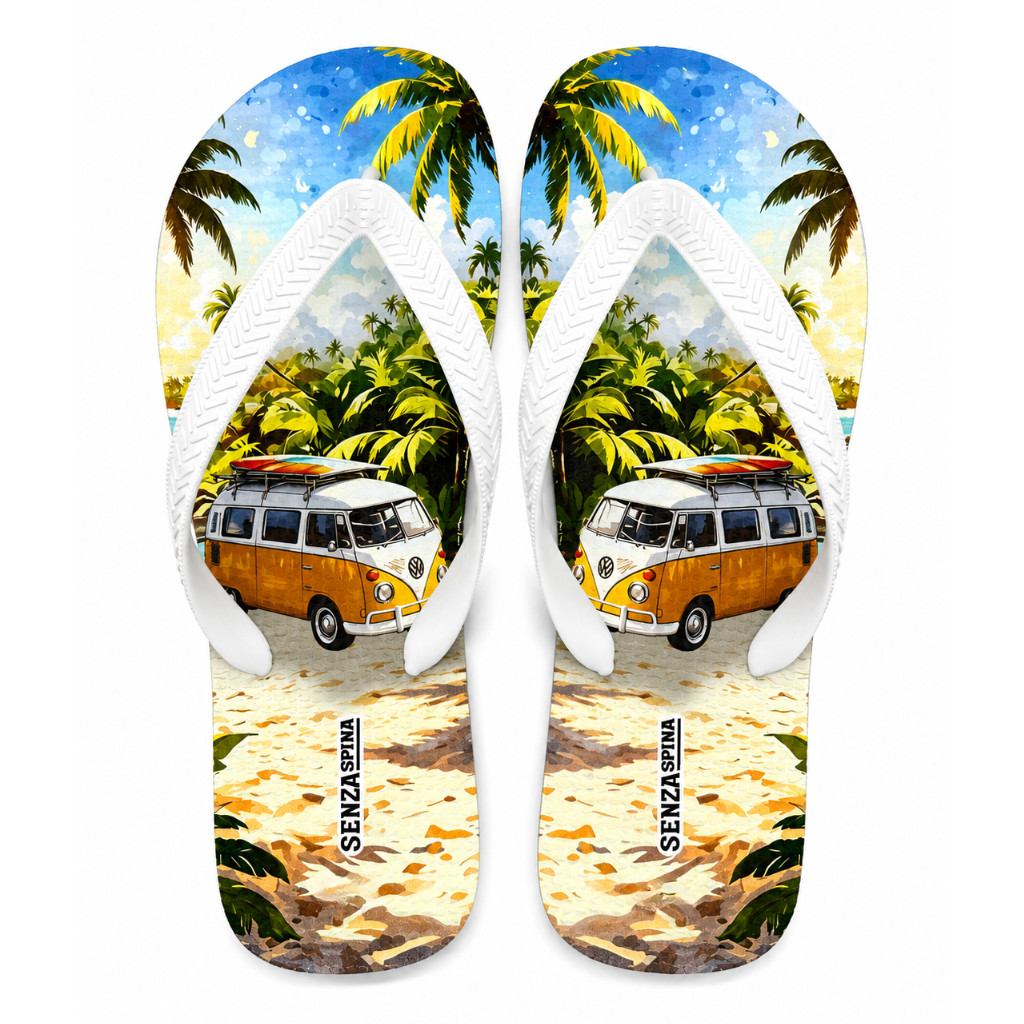 Chinelo Tropical Kombi Estilo Verão Praia EVA Topo plano Ar livre Verão Masculino Feminino Confortável Leve Casual