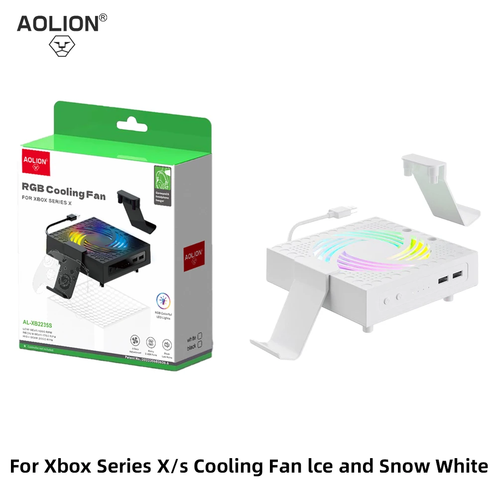 AOLION New For Xbox Series X/S Host Rgb Cooling Fan Adjustable Wind Speed Heat Dissipation Fan With USB Charging Port