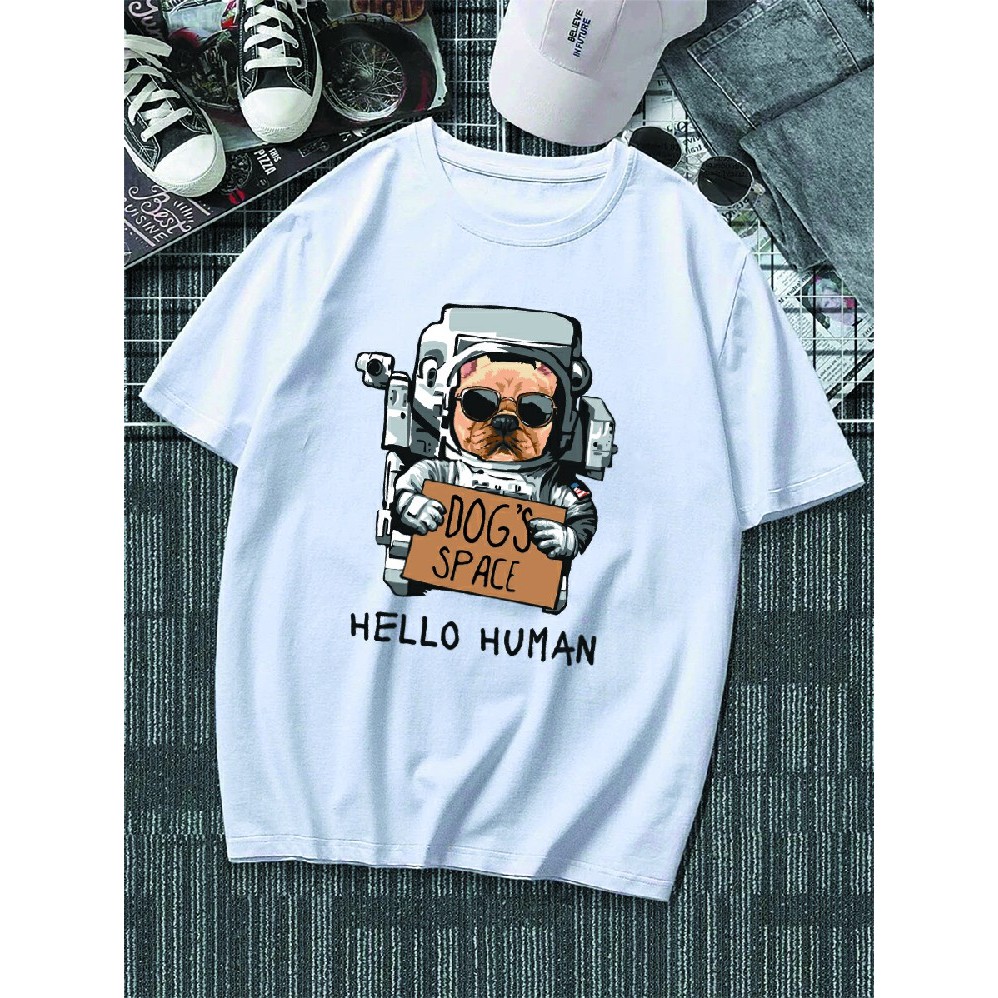 Camiseta Estampada Dog´s Space Teen Unissex Tecido Algodão