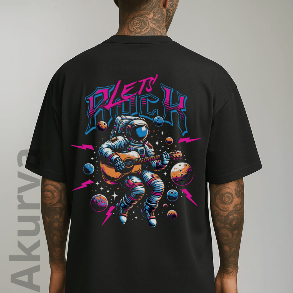 Camiseta Camisa Unissex Streetwear Astronauta Let's Rock Space Jam 100% Algodão Malha Premium Lançamento Especial