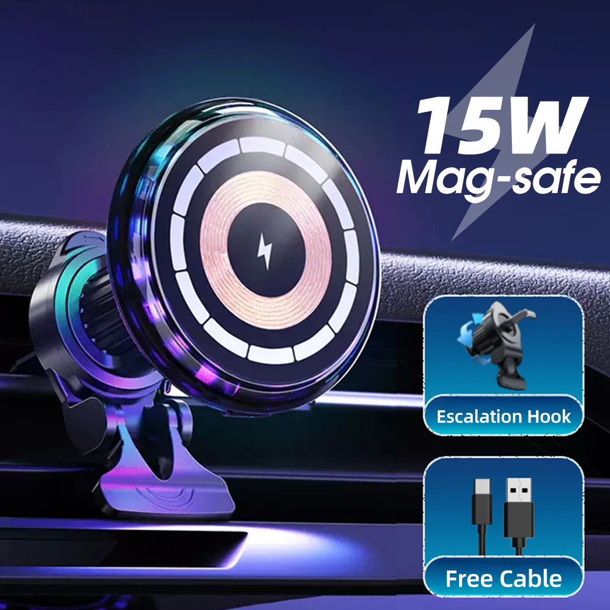 Magnetic Wireless Charger Car Holder for Macsafe iPhone 12 13 14 Pro Max 15W Fast Wireless Charging Mount Smartphone Car Charger