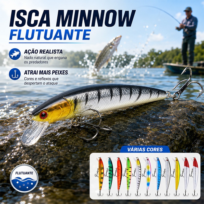 Kit 10 Imported Artificial Baits 1/2 Half Water 10 cm and 9 grams Fishing Peacock Bass Traíra Dorado Snook Black Bas
