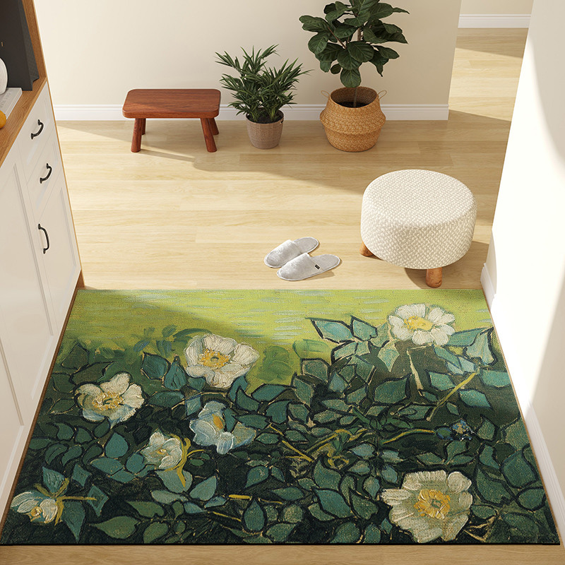 Van Gogh Pintura a óleo Banheiro Diatom Mud Foot Mat Antiderrapante Absorção de água Luz Tapete de luxo Banheiro Porta d