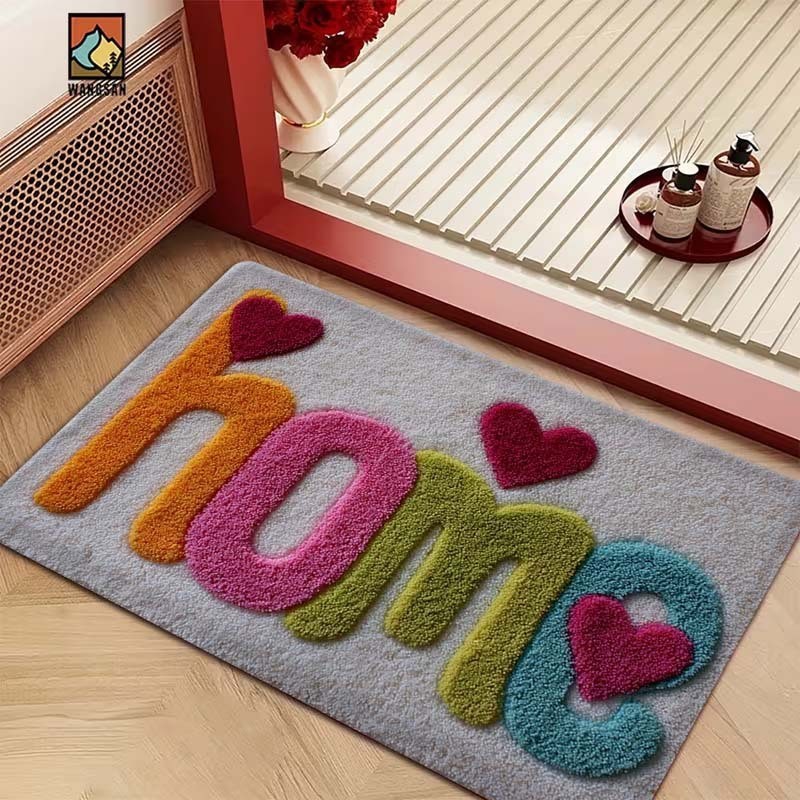 [Novos produtos] Visual 3D Bem-vindo Casa Imitação Cashmere Foot Mats Entrada de entrada Resistente ao desgaste Resisten