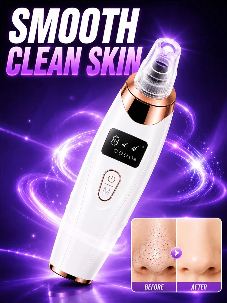 Rechargeable Blackhead Remover Facial Vacuum Cleaner with Adjustable Suction for Home Use