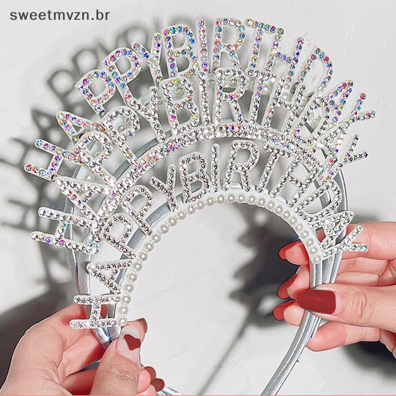 sweetmvzn Moda Doce Aniversário Menina Liga De Metal Strass Festa De Tiara Argola De Cabelo Princesa Coroa Feminino Head