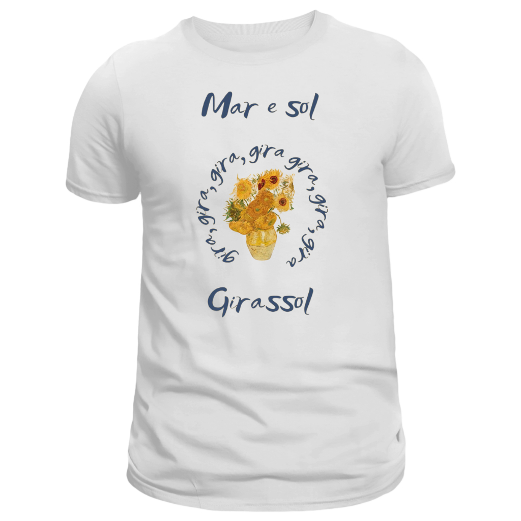 Camisa Refrões de Musica Mar e Sol, Girassol, 100% Algodão Envio em Ate 24 Hrs
