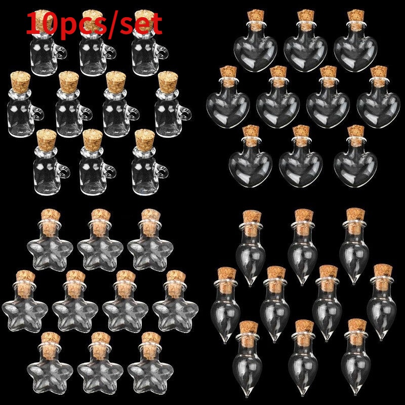 10Pcs/set Mini Garrafas de Vidro Transparente com Rolha de Cortiça Mensagem Decoracao Artesanato DIY Presente