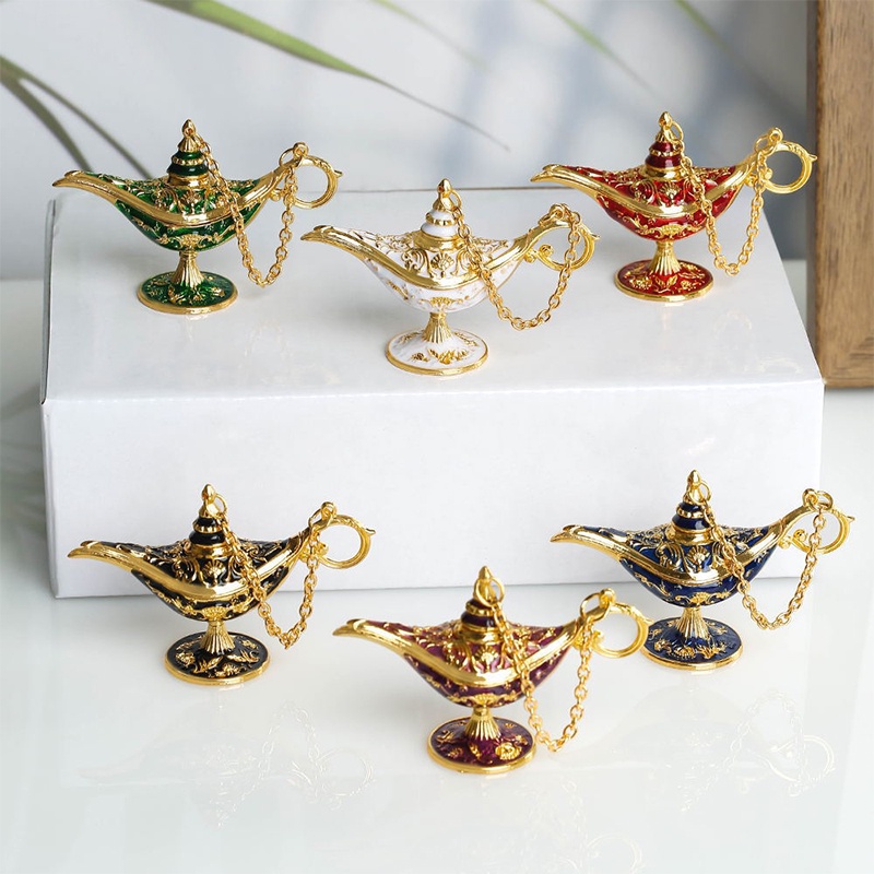 Vintage Legenda Aladdin Lamp Magic Genie Wishing Light Tabletop Decoração Artesanato Para Casamento Em Casa De Festa