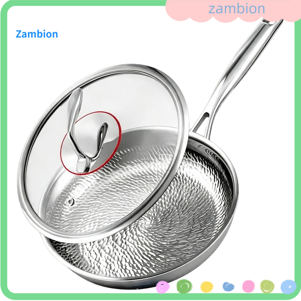 Nonstick Titanium Frying Pan Healthy Kitchen Skillet Pure with Lid Hammered Pattern – Durable for Quick for Southeast