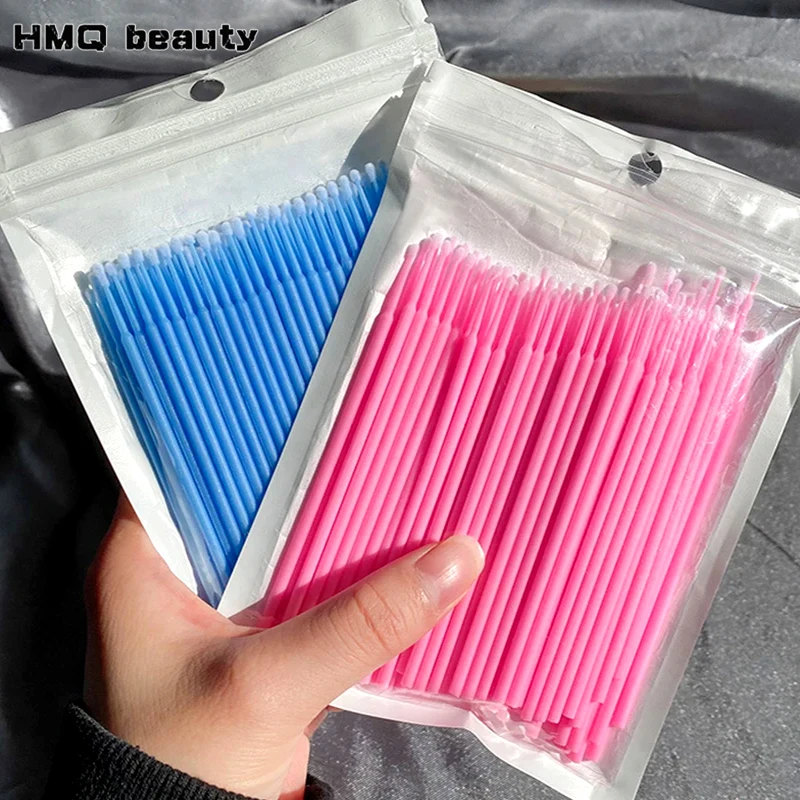 300/100pcs Eyelash Cleaning Brush Lash Extension Micro Cotton Swab Individual Eyelashe Brushes Beauty Makeup Clean Remover Tools