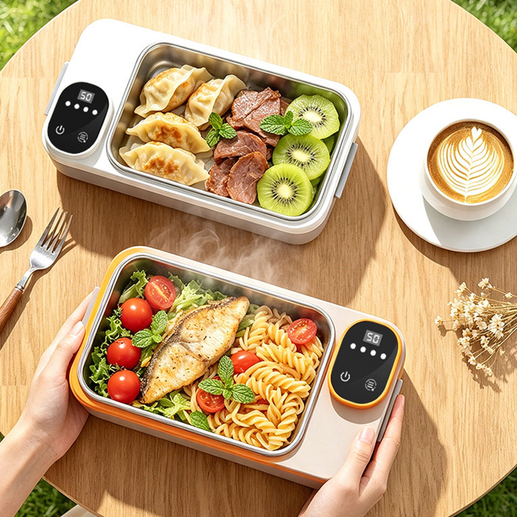 Rechargeable Food Warmer Portable Electric Lunch Box 304 Stainless Steel Container with Intelligent Timing Temperature C