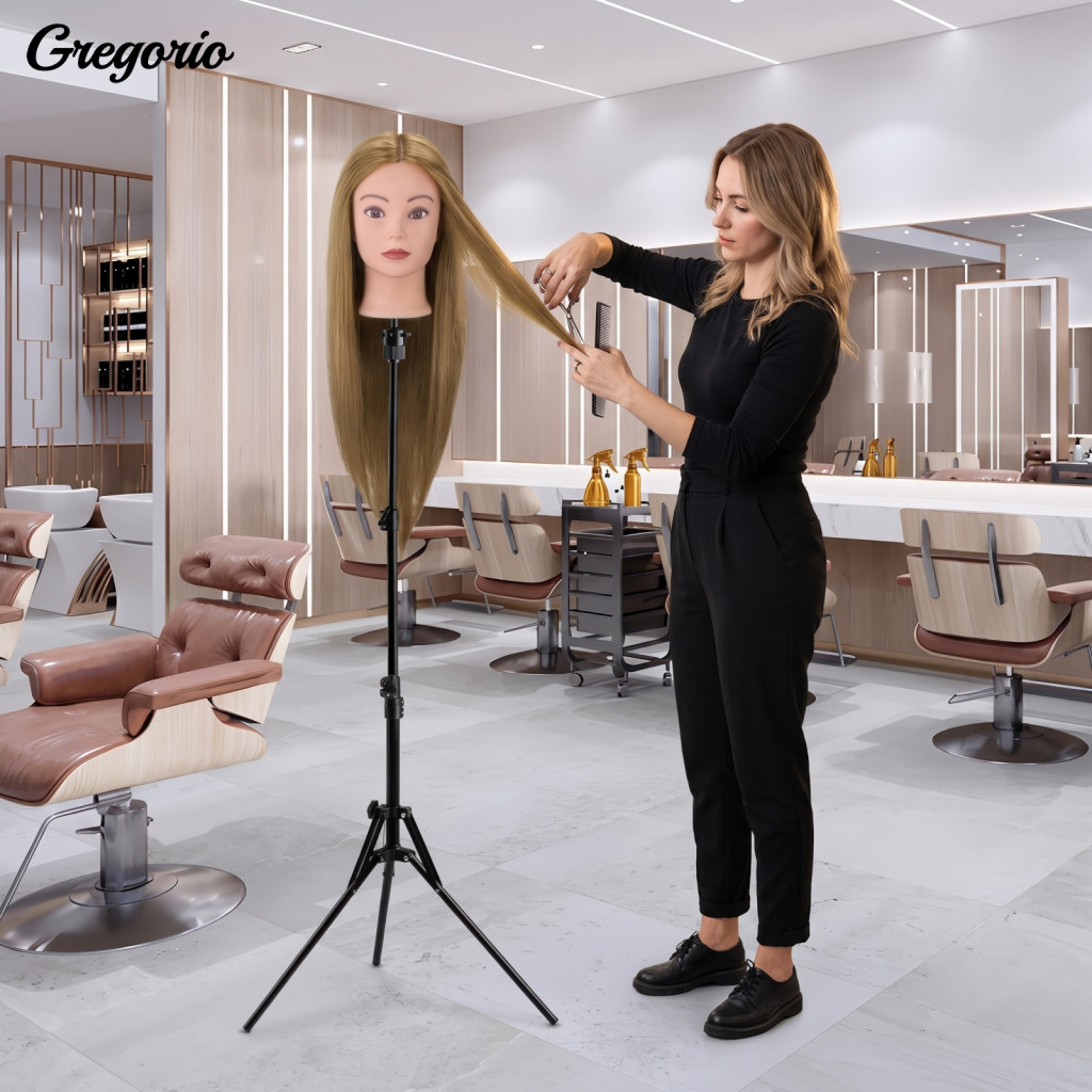 Adjustable Mannequin Head Stand Metal Holder 1.6m Foldable Wig Tripod for Hairdressing Training Cosmetology
