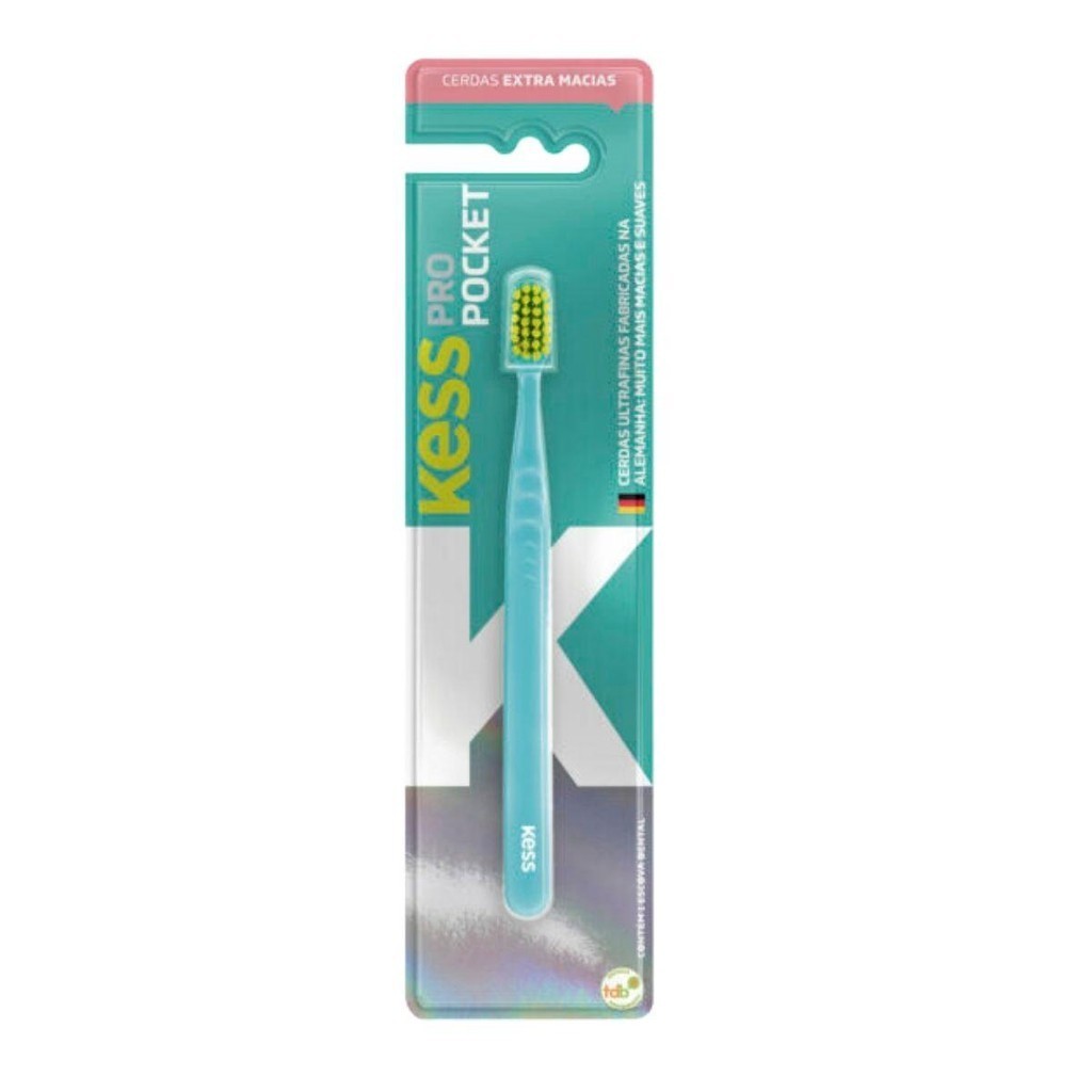 ESCOVA DENTAL EXTRA MACIA KESS PRO POCKET BELLIZ VERDE ÁGUA COD.2097