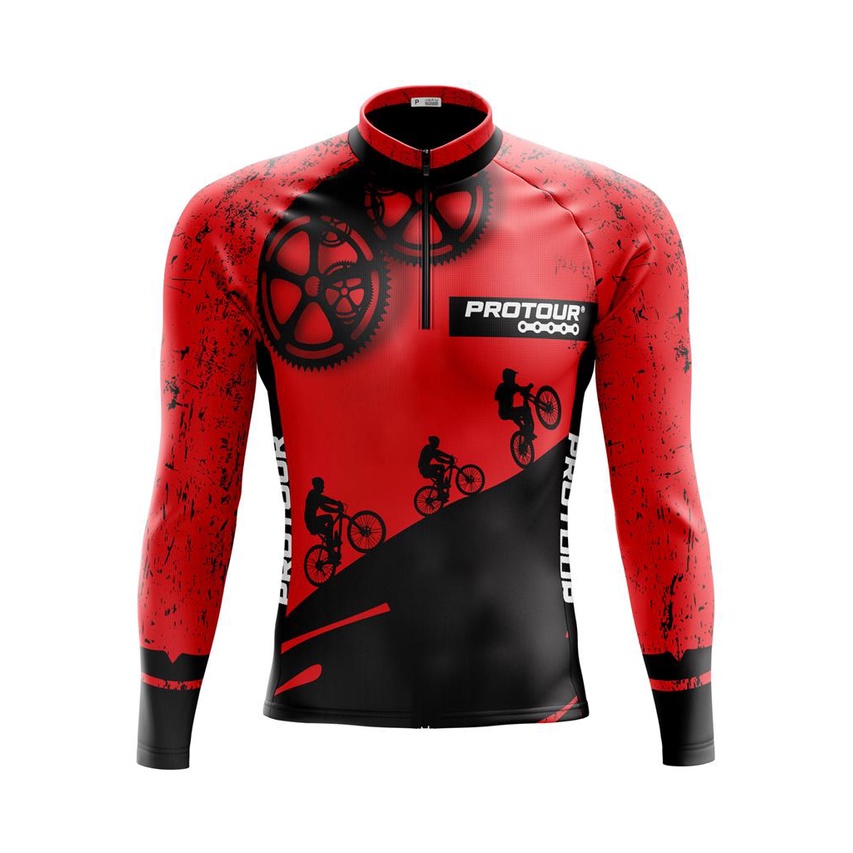 Camisa Ciclismo Camiseta Ciclista Roupa de Ciclismo Masculina Pro Tour Respeite o Ciclista Vermelha Com Bolsos UV 50+