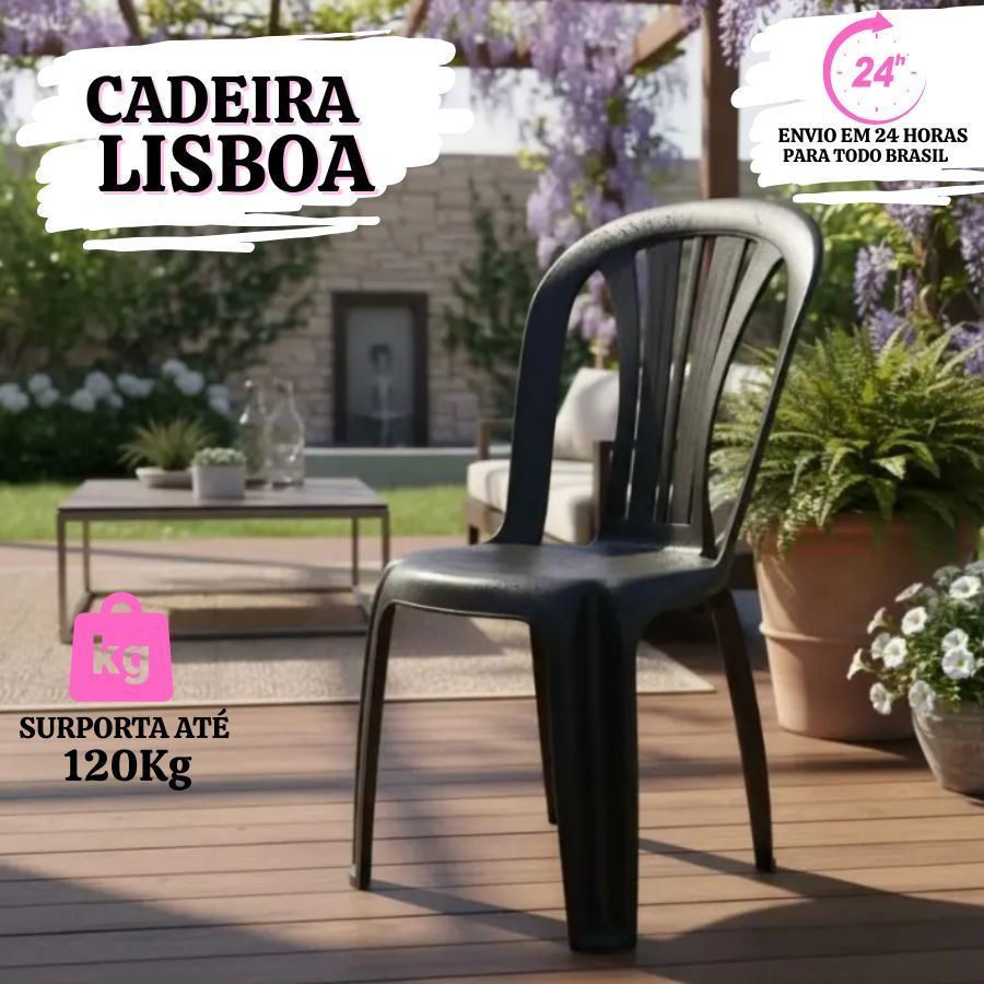 Cadeira Lisboa Plástica Empilhável para Sala Cozinha Varanda Área Gourmet Bar Xplast 140Kg