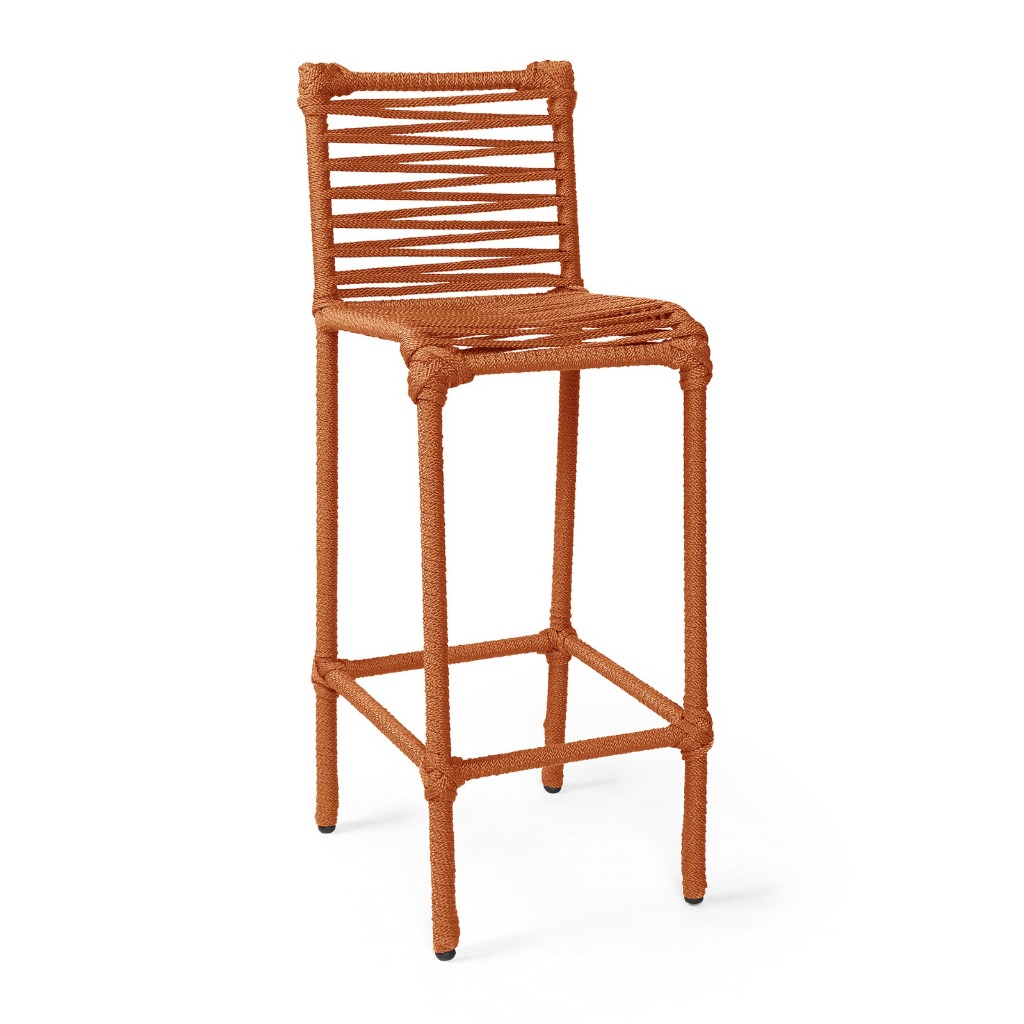 Banqueta Alta Decorativa Corda Naval Aço Carbono Ideal Cozinha Bar Área Gourmet Interna Externa